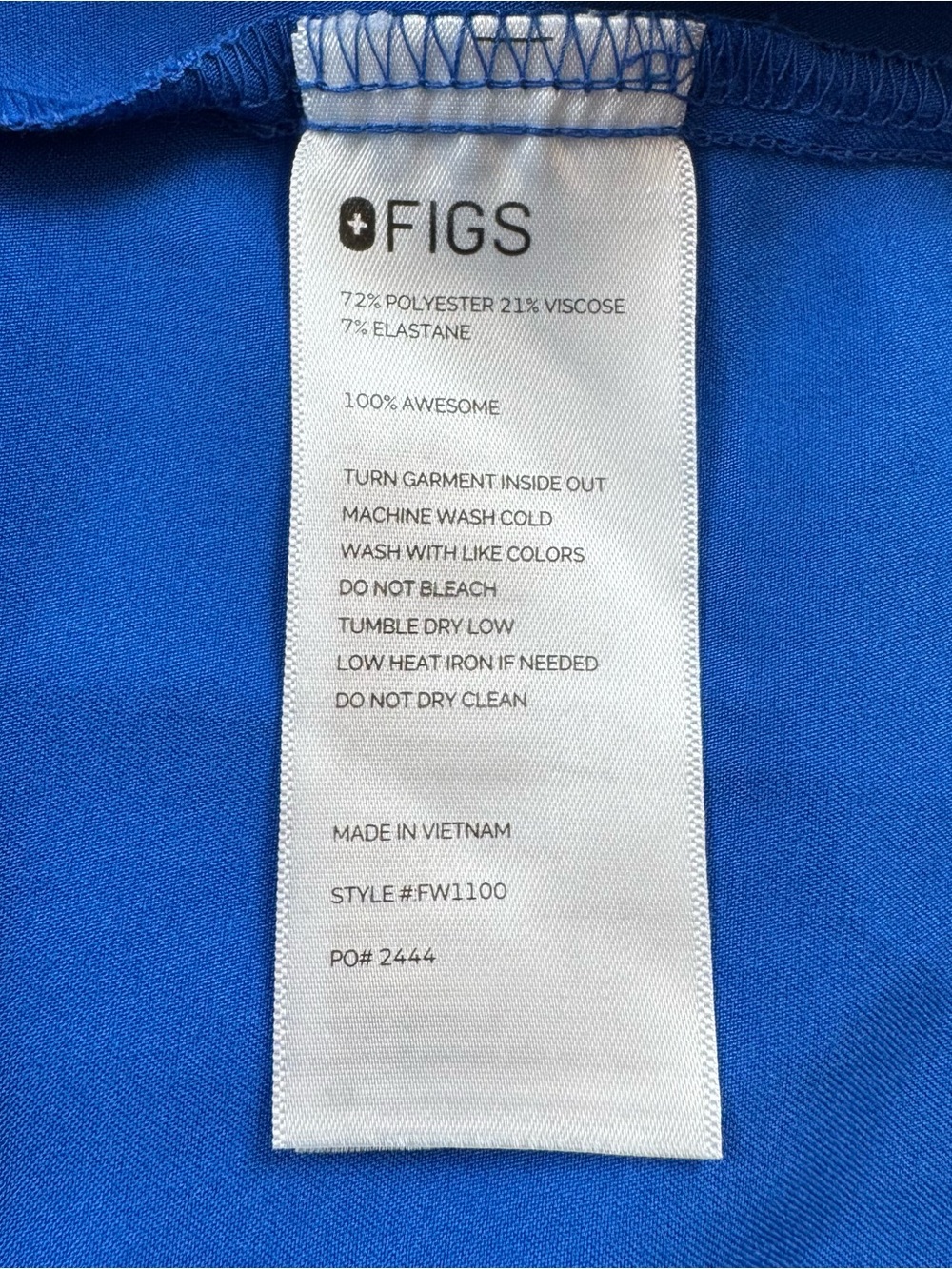 Figs v-neck cosma scrub  top blue 2 pockets style FW1100 women size XL - Picture 5 of 11
